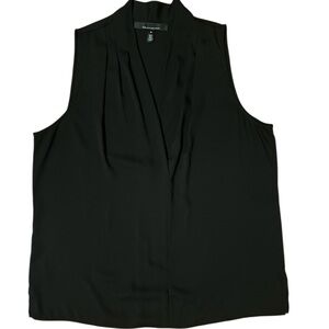 White House Black Market Classic Black V-Neck Blouse Medium Sleeveless